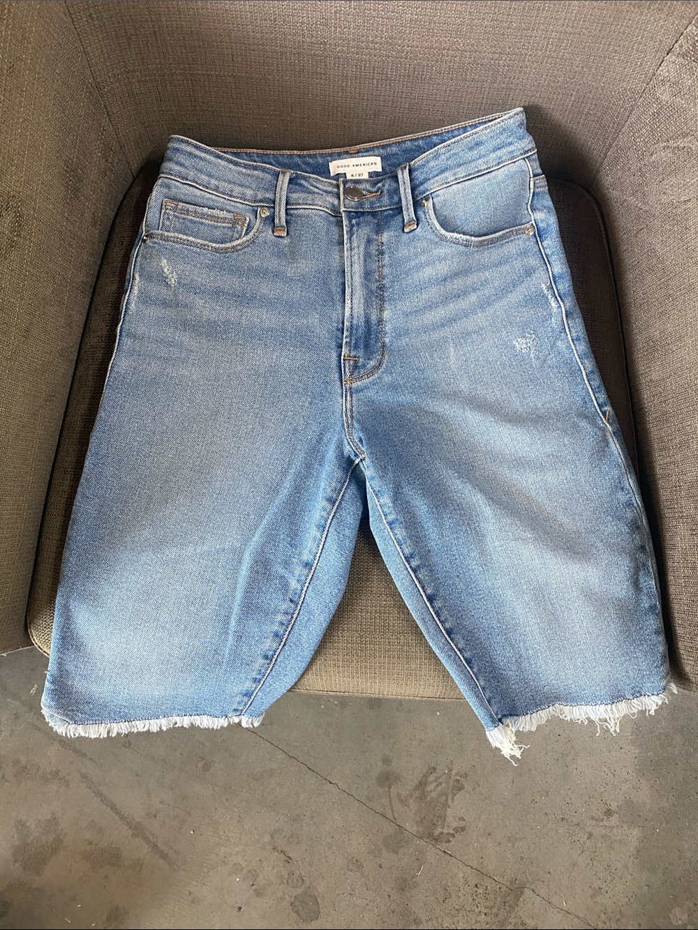 Good American Light Blue Denim Shorts
